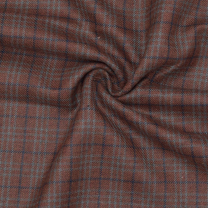 Wool Blazer Fabric (2 Meter)-Brown White Checks-90635