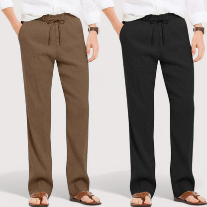 Combo of 2 Linen Loose Fit Men Pant Brown and Black-49647
