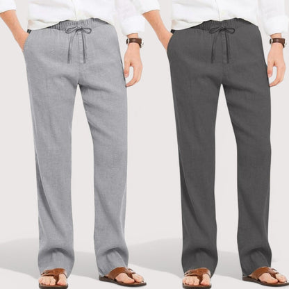 Combo of 2 Linen Loose Fit Men Pant Gray and Dark Gray-49628