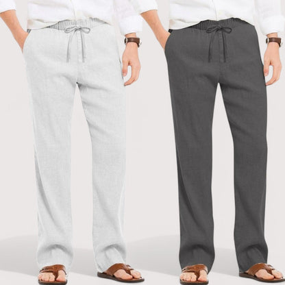 Combo of 2 Linen Loose Fit Men Pant Light Gray and Dark Gray-49598