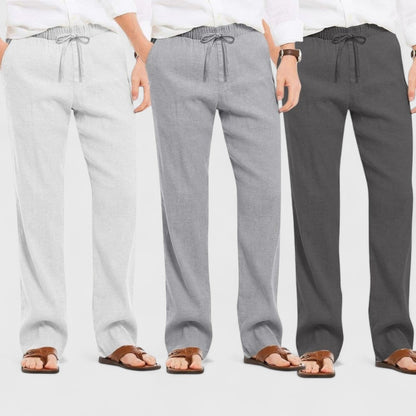 Combo of 3 Linen Loose Fit Men Pant Dark Gray-Gray and Light Gray-50366