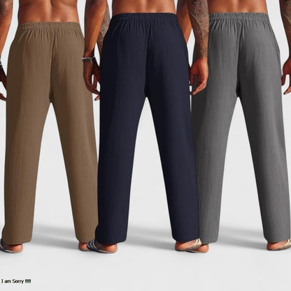 Combo of 3 Linen Loose Fit Men Pant Dark Gray-Navy Blue and Brown-50437