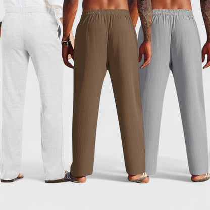 Combo of 3 Linen Loose Fit Men Pant Gray-Brown and Light Gray-50357