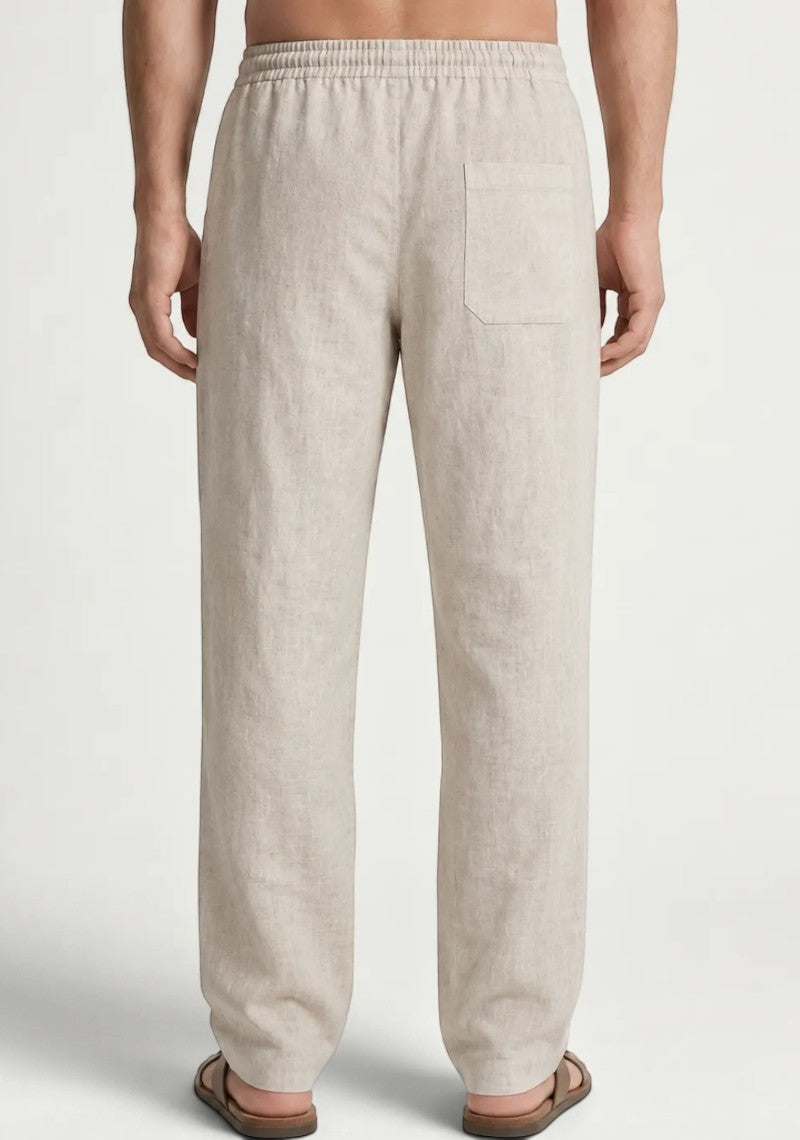 Cream Linen Loose Fit Men Pant-51896