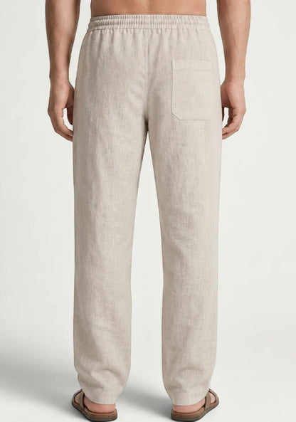 Cream Linen Loose Fit Men Pant-51896