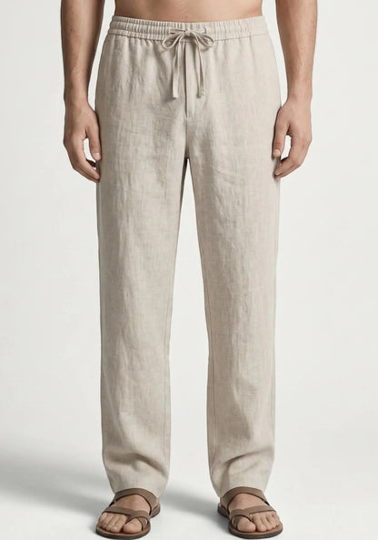 Cream Linen Loose Fit Men Pant-51896