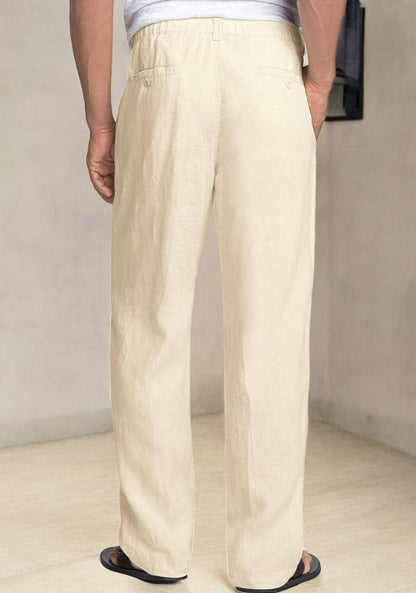 Cream Linen Regular Fit Pant-49369