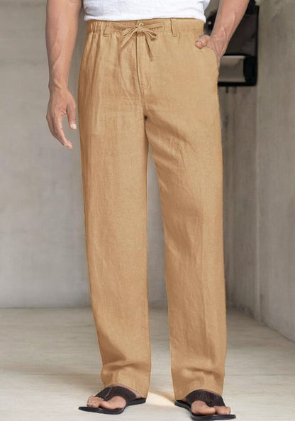 Cream Linen Regular Fit Pant-49378