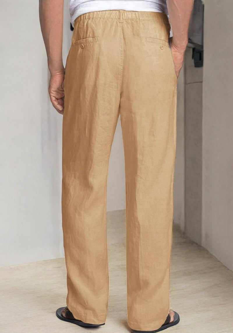 Cream Linen Regular Fit Pant-49378