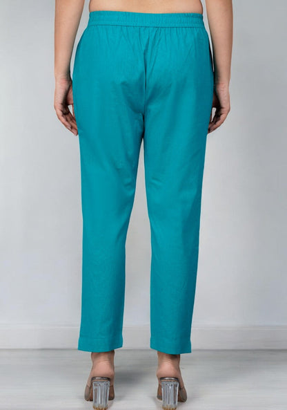 Cyan Cotton Pant-49197
