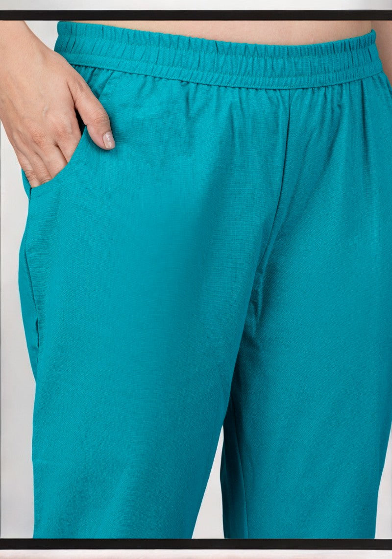 Cyan Cotton Pant-49197