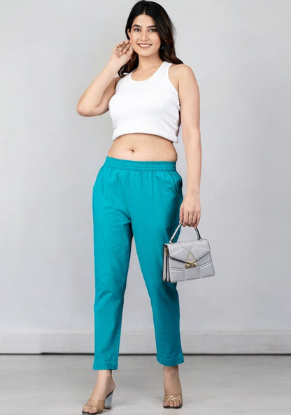 Cyan Cotton Pant-49197