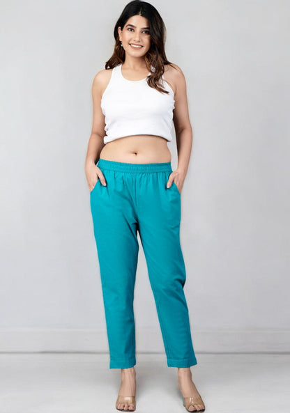 Cyan Cotton Pant-49197