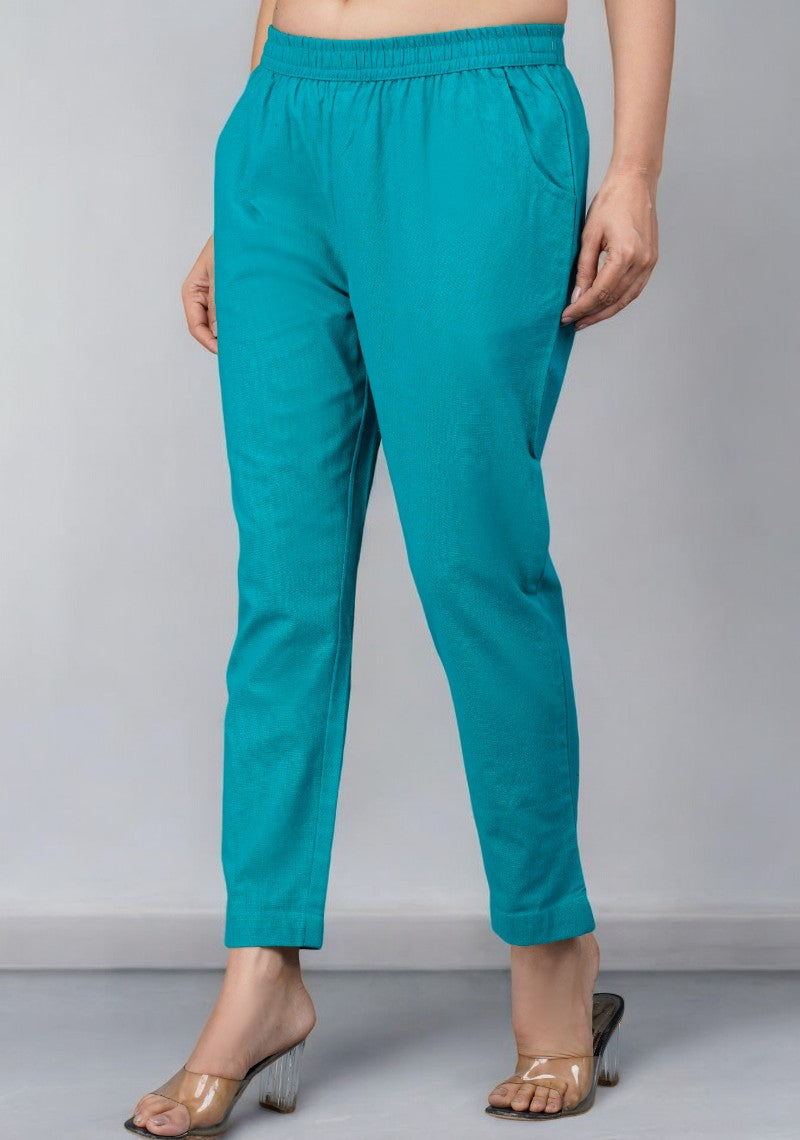 Cyan Cotton Pant-49197