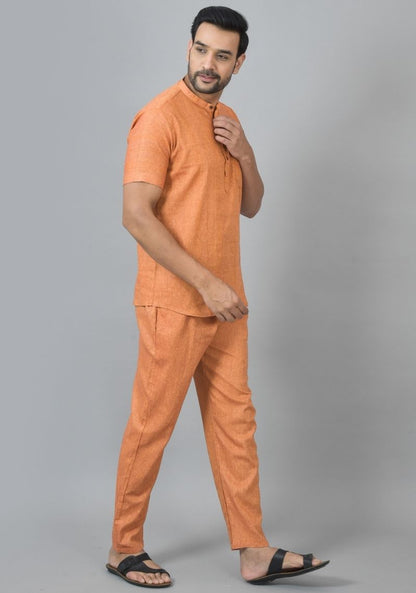 Men Cotton Solid Co-ord Set Brick Red-25728