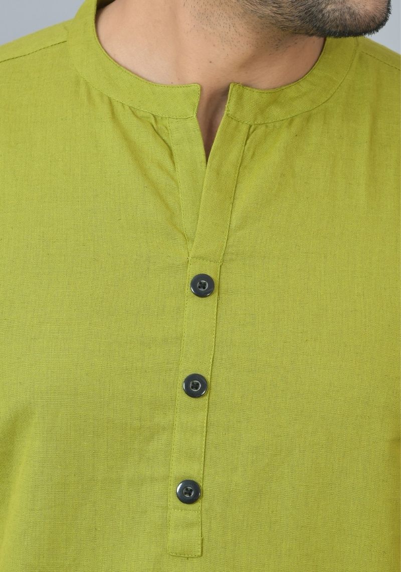 Men Cotton Solid Co-ord Set Olive Green-25731