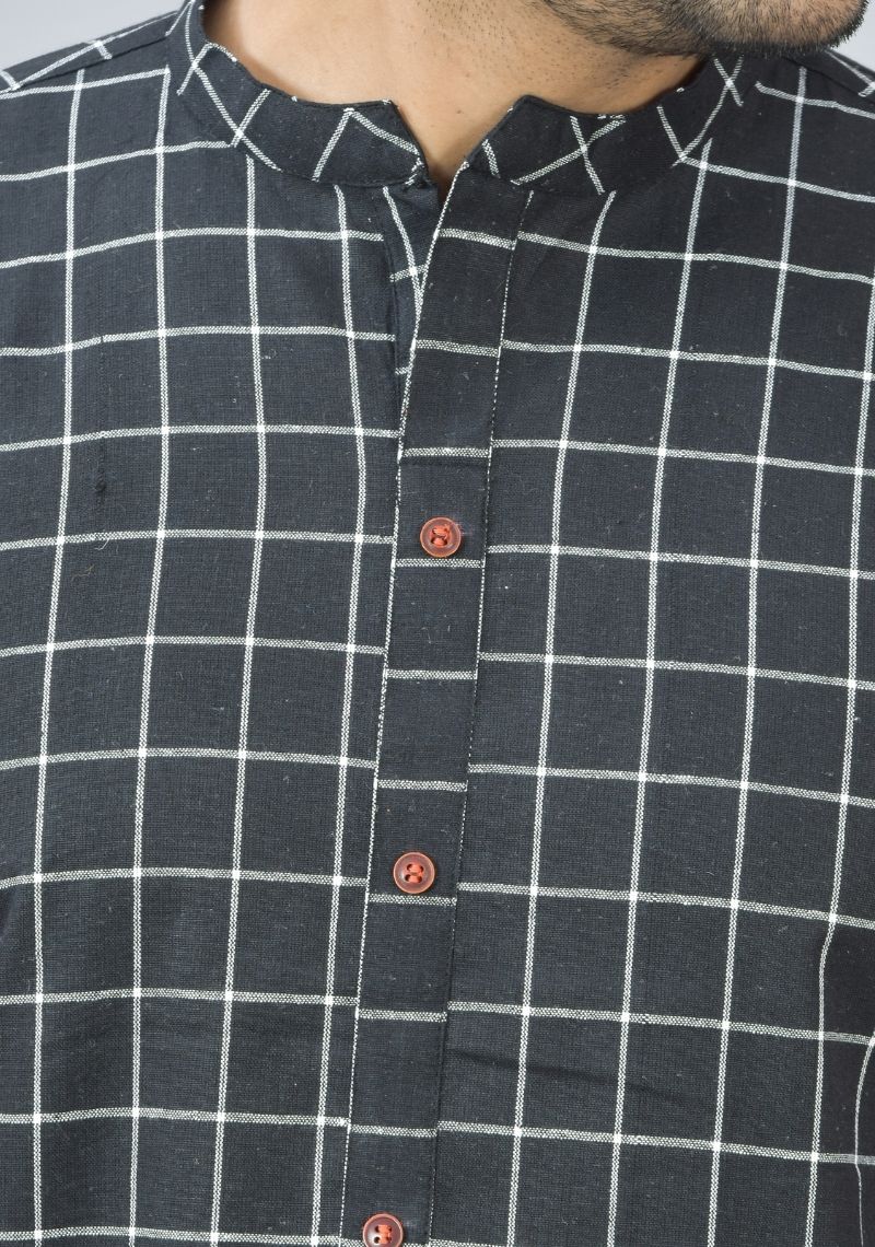 Men Cotton Stripe Co-ord Set Black White-46668