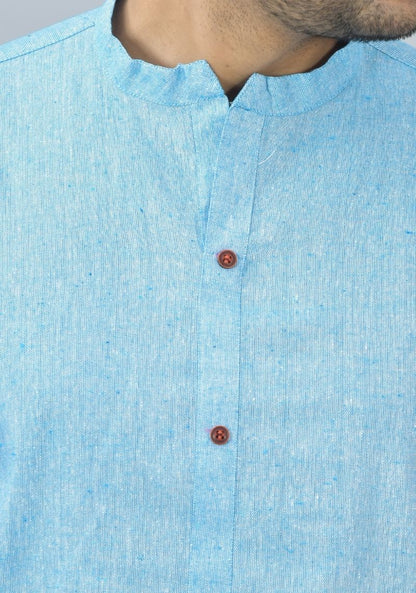 Men Cotton Solid Co-ord Set Sky Blue-46669