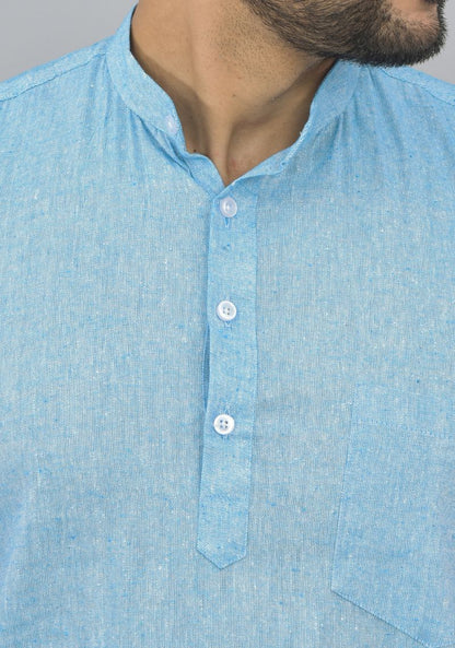 Men Cotton Solid Co-ord Set Sky Blue-46995