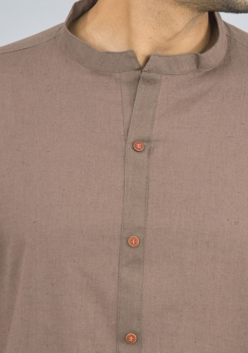 Men Cotton Solid Co-ord Set Gray-47318