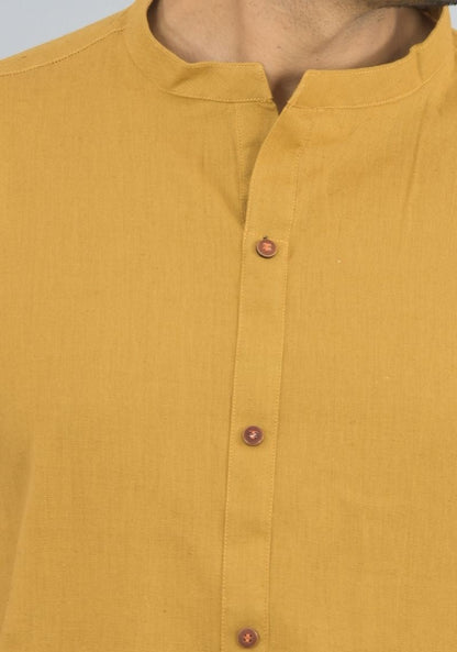 Men Cotton Solid Co-ord Set Beige-47329