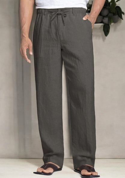 Dark Gray Linen Regular Fit Pant-49376