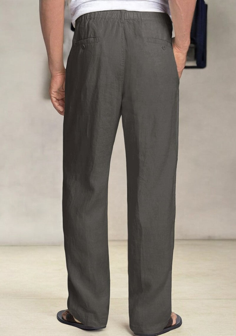 Dark Gray Linen Regular Fit Pant-49376