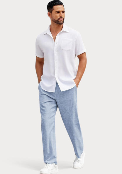 Denim Cotton Linen Loose Fit Men Pant-49521