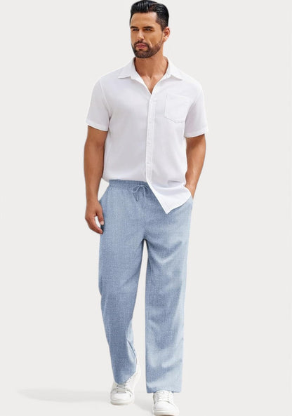 Denim Cotton Linen Loose Fit Men Pant-49521