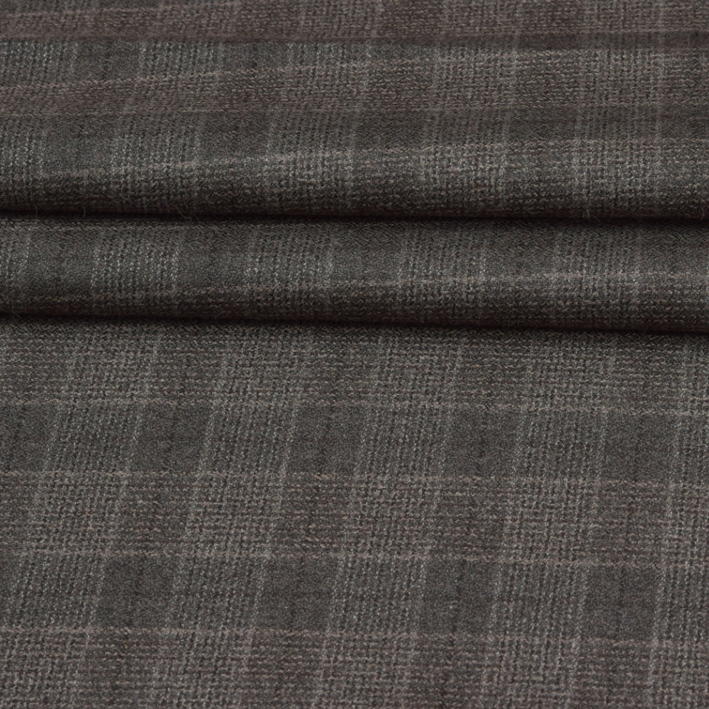 Wool Blazer Fabric (2 Meter)-Gray Black Checks-90640