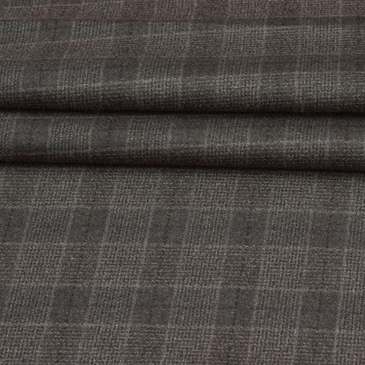 Wool Blazer Fabric (2 Meter)-Gray Black Checks-90640