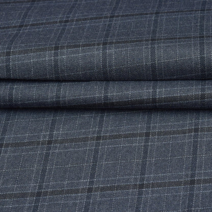 Wool Blazer Fabric (2 Meter)-Gray Black Checks-90648
