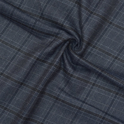 Wool Blazer Fabric (2 Meter)-Gray Black Checks-90648
