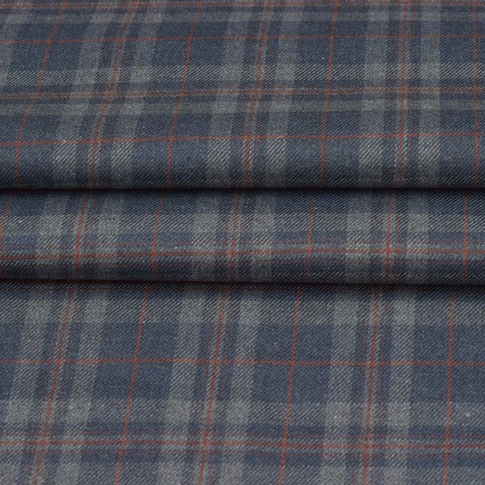 Wool Blazer Fabric (2 Meter)-Gray Black Checks-90657