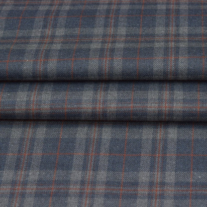 Wool Blazer Fabric (2 Meter)-Gray Black Checks-90657