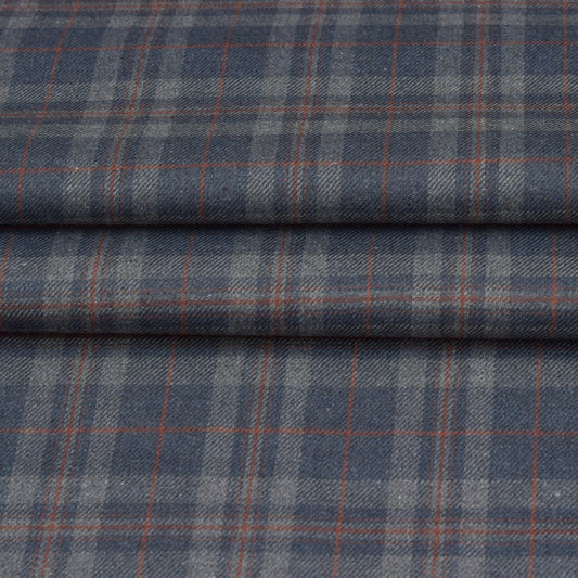 Wool Blazer Fabric (2 Meter)-Gray Black Checks-90657
