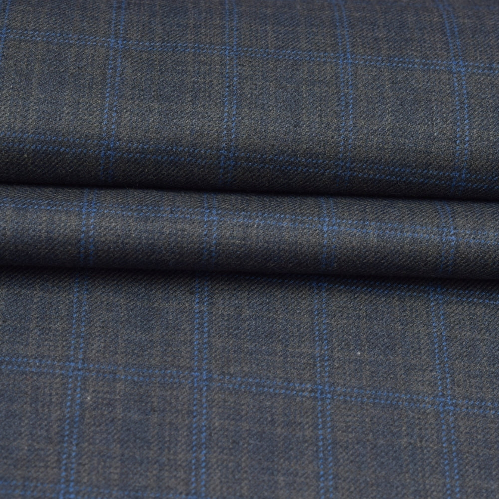 Wool Blazer Fabric (2 Meter)-Gray Black Checks-90665