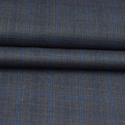 Wool Blazer Fabric (2 Meter)-Gray Black Checks-90665