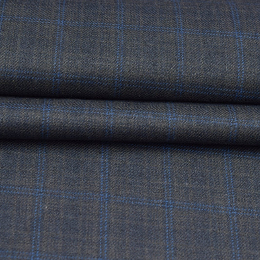 Wool Blazer Fabric (2 Meter)-Gray Black Checks-90665