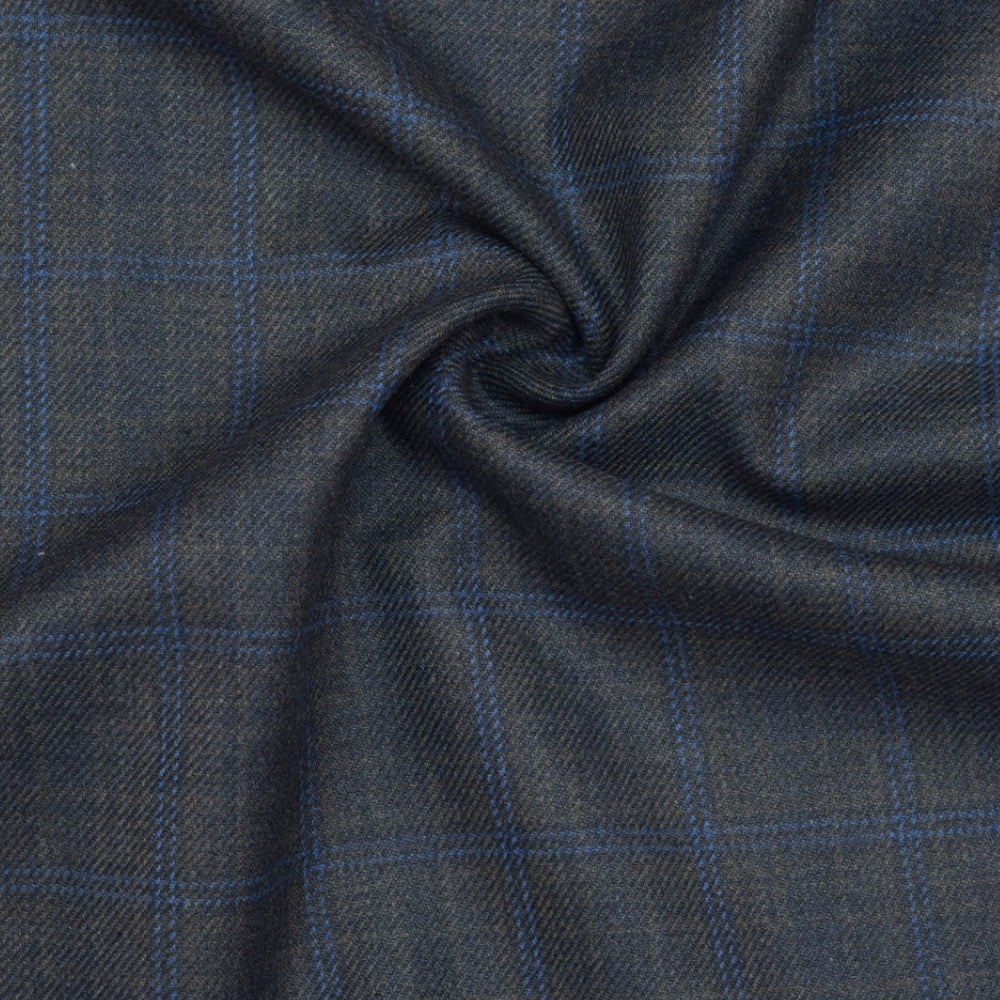 Wool Blazer Fabric (2 Meter)-Gray Black Checks-90665