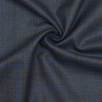 Wool Blazer Fabric (2 Meter)-Gray Black Checks-90665