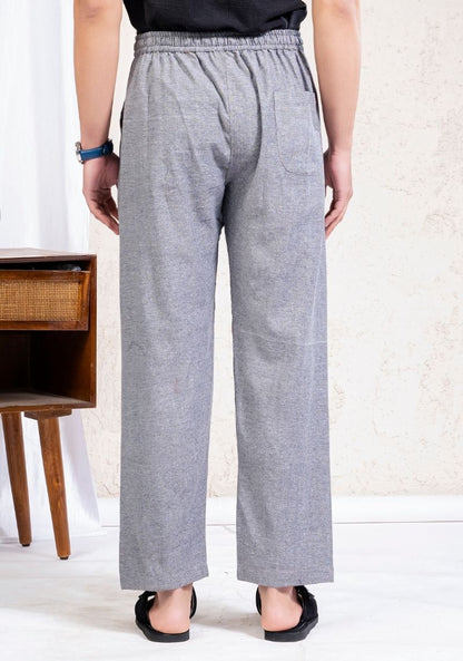 Gray Cotton Linen Loose Fit Men Pant-49527