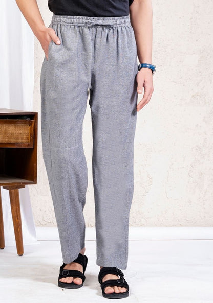 Gray Cotton Linen Loose Fit Men Pant-49527