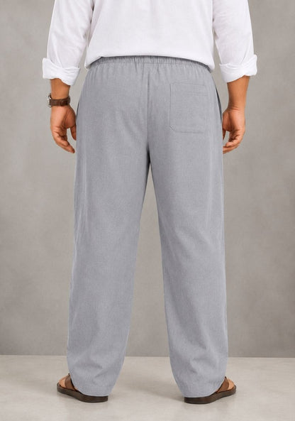 Gray Linen Plus SIze Relaxed Fit Men Pant-51565