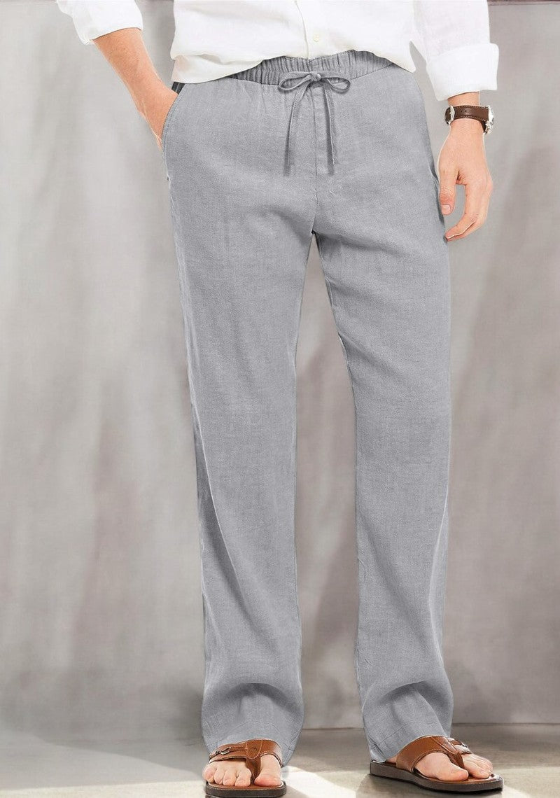 Gray Linen Loose Fit Men Pant-49497
