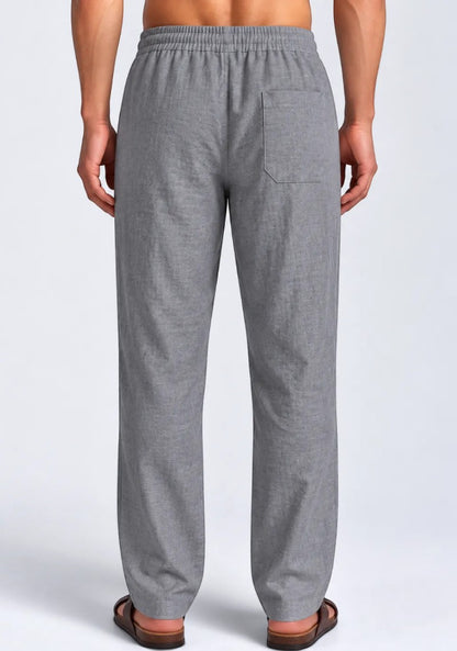 Gray Linen Loose Fit Men Pant-51904