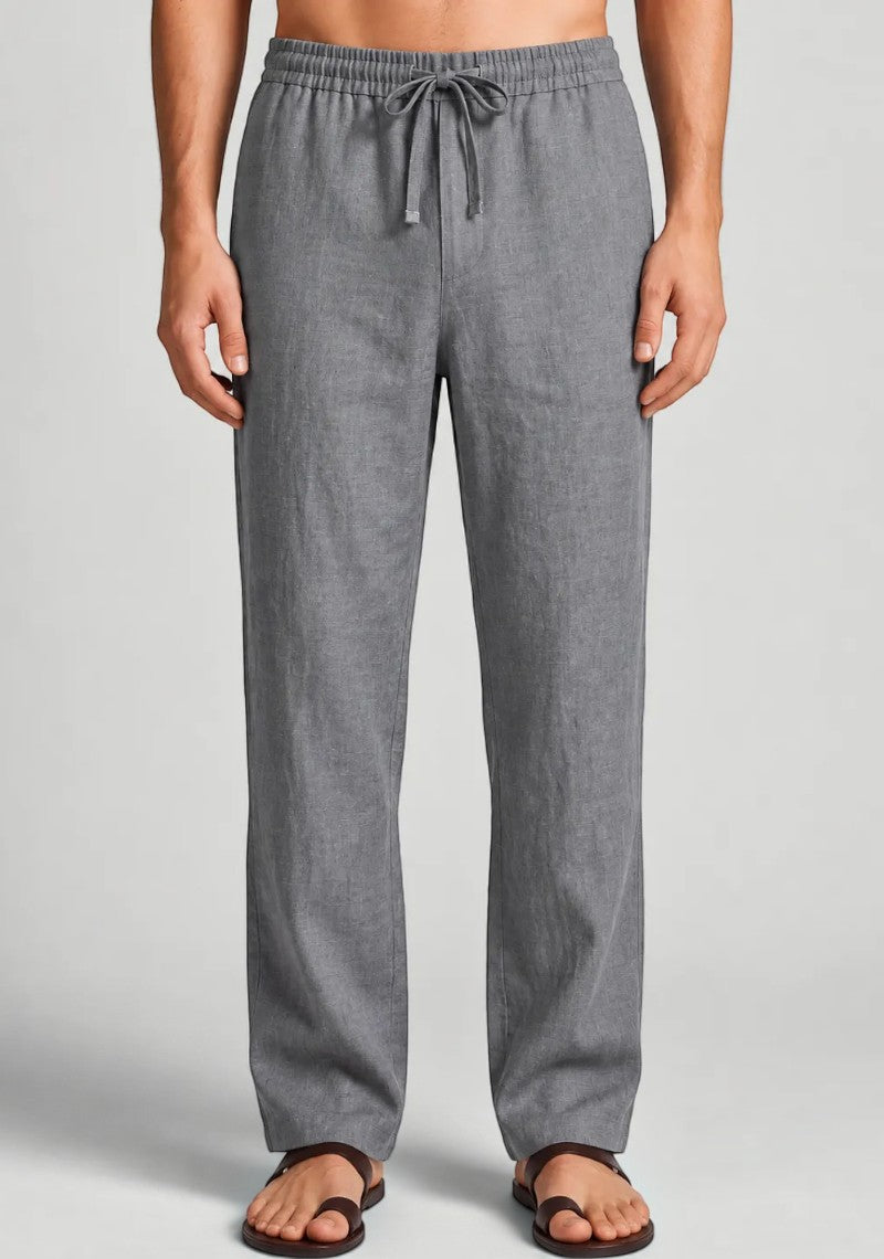Gray Linen Loose Fit Men Pant-51904