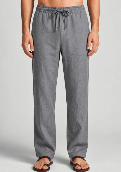 Gray Linen Loose Fit Men Pant-51904