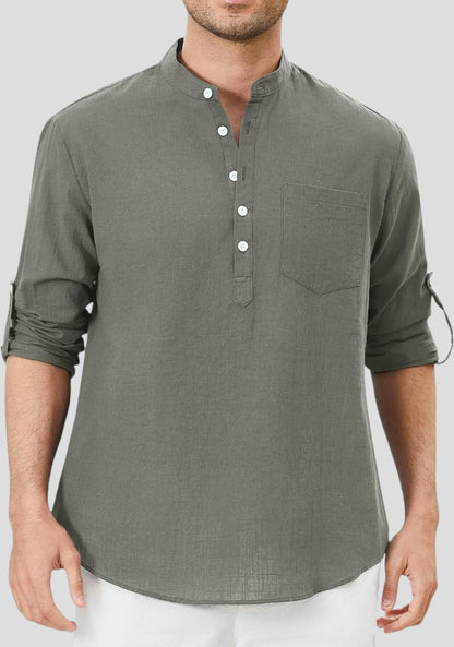 Gray Linen Solid Short Kurta-50838