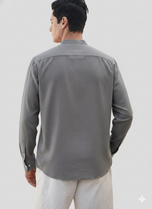 Gray Linen Solid Short Kurta-50838